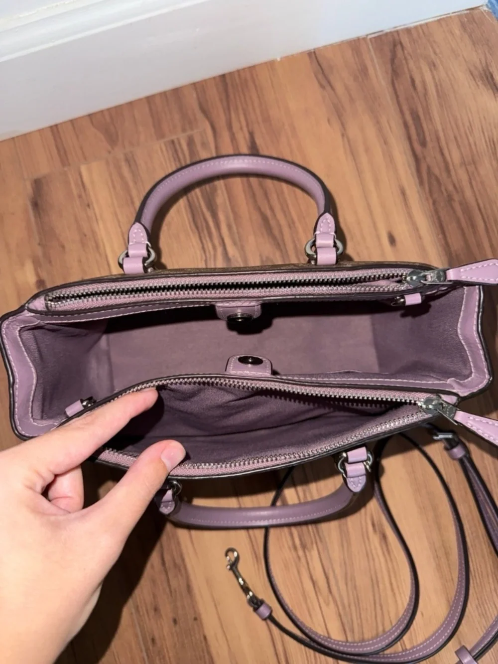 Coach mini Surrey carryall satchel in signature canvas monogram with lavender